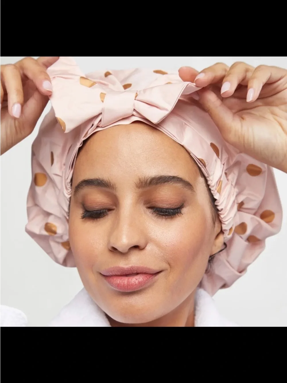 Kit+Sch Pink Luxury Polka Dot Shower Cap